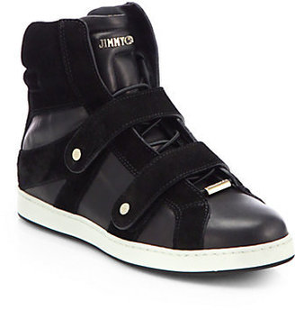 Jimmy Choo Yazz Leather & Suede High-Top Sneakers
