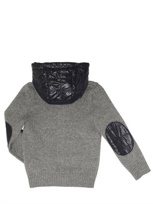 Fay Zip Up Wool Sweater With Nylon Hood