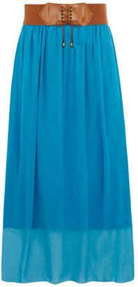 Dorothy Perkins Blue belted boho maxi skirt