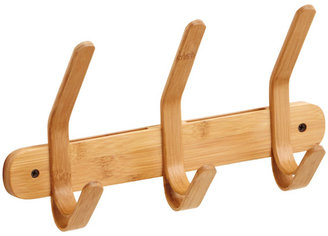 Container Store 3-Hook Bamboo Coat & Hat Rack