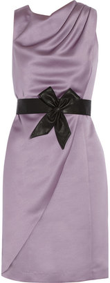 Mikael Aghal Belted wrap-effect satin dress