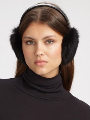 Saks Fifth Avenue Quilted Rabbit Fur Earmuffs