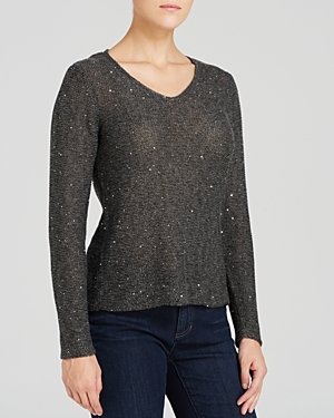 Eileen Fisher V Neck Sequined Sweater