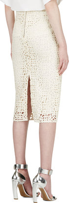 Burberry Ivory Lace Overlay Pencil Skirt