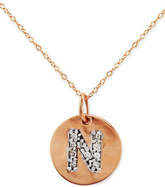 Lord & Taylor 14 Kt. Rose Gold with Diamond-Accented N Necklace