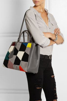 Fendi 2Jours leather and printed shearling tote
