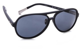 Kris Van Assche Linda Farrow for Rubberized Black Aviator Sunglasses