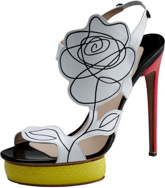 Nicholas Kirkwood Scribble-Flower Colorblock Sandal