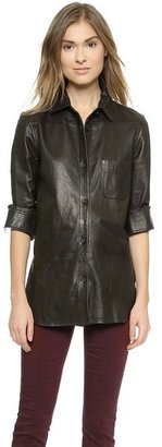 Vince Leather Button Down Shirt