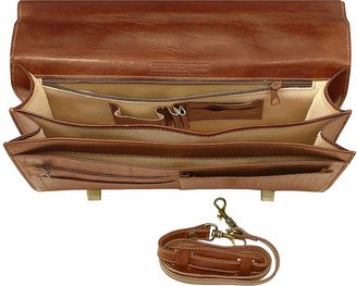 Chiarugi Handmade Brown Genuine Italian Leather Multi-pocket Briefcase