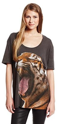 Chaser Women's Jersey Lion Short Sleeve Boxy Tunic Top