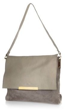 River Island Grey leather and suede slouch underarm bag