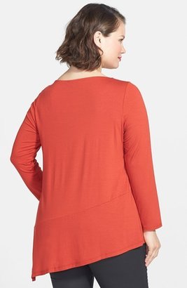 Eileen Fisher Bateau Neck Asymmetrical Jersey Tunic (Plus Size)