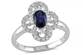 Ice 1/6 CT TDW Diamond and 5/8 CT TGW Sapphire 10K White Gold Fashion Ring