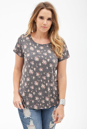 Forever 21 FOREVER 21+ Heathered Rose Print Tee