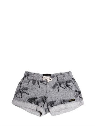 Finger In The Nose Printed Cotton Fleece Shorts