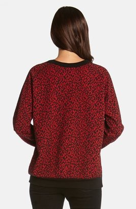 Karen Kane Leather Pocket Cheetah Jacquard Sweater