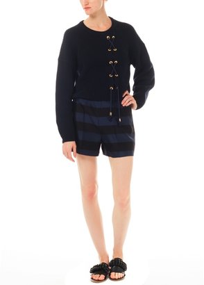 Tibi Lace Up Pullover Sweater