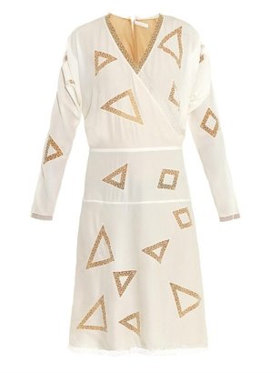 Chloé Geometric-embroidery silk dress