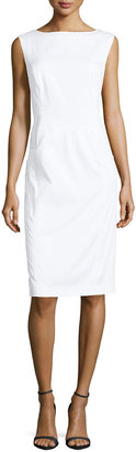 Carolina Herrera Sleeveless Stretch Poplin Dress, White