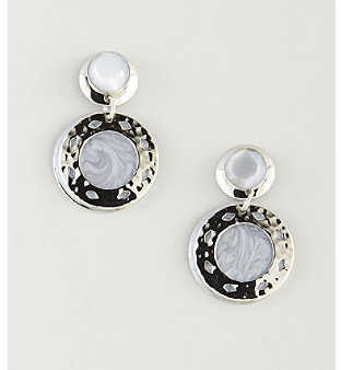 Cat Eye Silver Forest® Silvertone Grey Shell & Grey Earrings