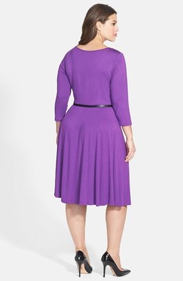 Calvin Klein Belted Fit & Flare Jersey Dress
