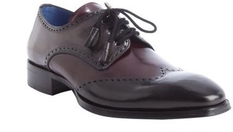 Mezlan charcoal and maroon leather wingtip lace up oxfords