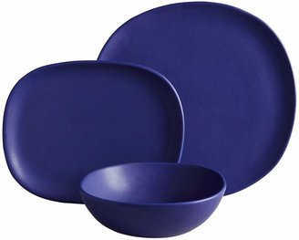 Courbe Blue Semi-matt cobalt blue glazed stoneware 12 piece dinner set