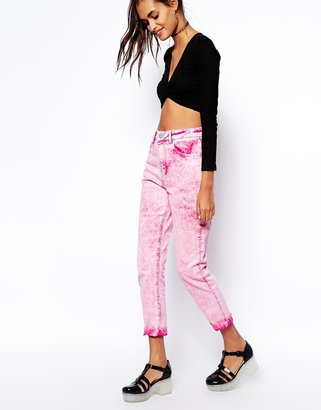 ASOS Farleigh High Waist Slim Mom Jeans in Milkshake Pink