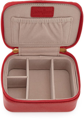 Neiman Marcus Large Saffiano Leather Jewelry Box, Red
