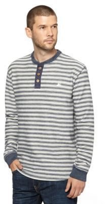 Mantaray Big and tall blue striped grandad neck sweatshirt