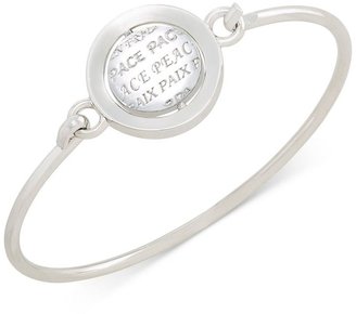 Carolee Silver-Tone Word Play Peace Spinning Charm Bangle Bracelet