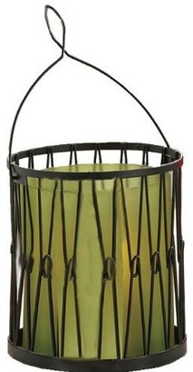 Tag Jeans Tag Deco Wire Lantern with Powder-Coated Finish and Green Frosted Glass, 5" h x 4.25" dia