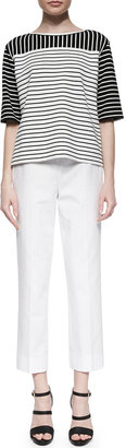 Lafayette 148 New York Bleecker Cropped Ankle Pants, White