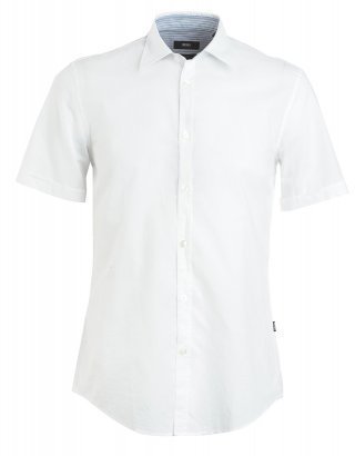 Boss Black Hugo Shirt, White Short Sleeve Slim Fit 'Marco-2' Shirt