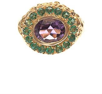 Jade Jagger Amethyst, emerald & gold-plated ring