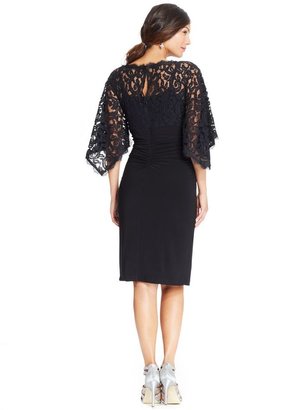 Adrianna Papell Flutter-Sleeve Illusion Lace Sheath