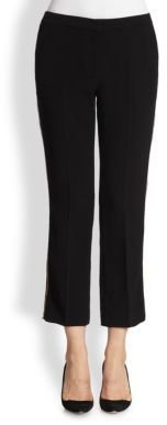 Sequin-Striped Cropped Straight-Leg Pants