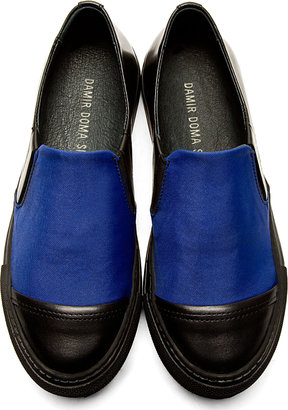 Damir Doma Blue Canvas & Leather Slip-On Shoes