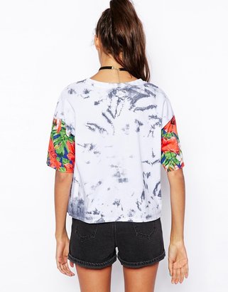 ASOS COLLECTION T-Shirt in Tie Dye with Palm Print