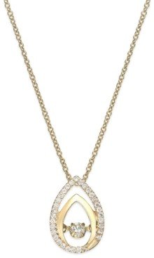 Twinkling Diamond Star Diamond Double Teardrop Pendant Necklace in 10k Gold (1/6 ct. t.w.)