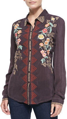 Johnny Was Collection Geranium Embroidered Blouse, Women's