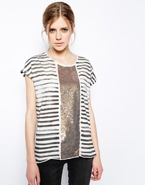 Sass & Bide The Stranger Striped T-Shirt With Sequin Detail - Grey