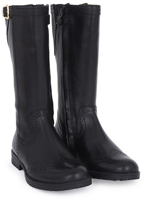 Geox Black Charlyn Leather Zip Boots