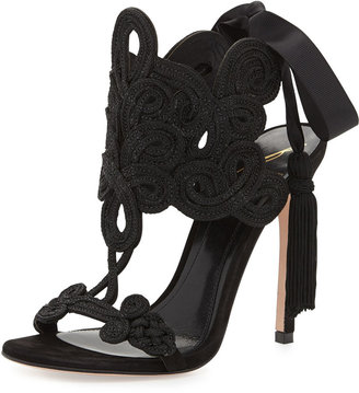Brian Atwood Lucrezia Tie-Back Embroidery Sandal