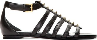 Alexander McQueen Black Leather Studded Cage Sandals