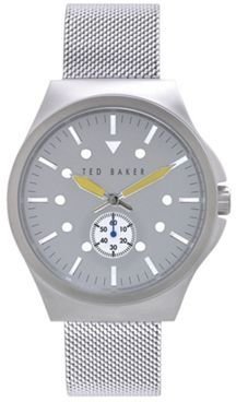 Ted Baker Designer men's silver meshed strap watch