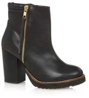 Faith Black leather zip detail high ankle boots