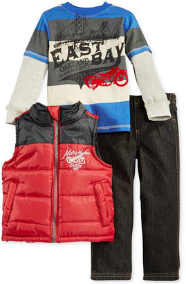 Nannette Little Boys' 3-Piece East Bay Vest, Graphic Tee & Jeans Set