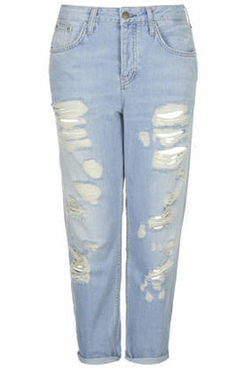 Topshop Womens PETITE MOTO Bleached Ripped Hayden Jeans - Bleach Stone